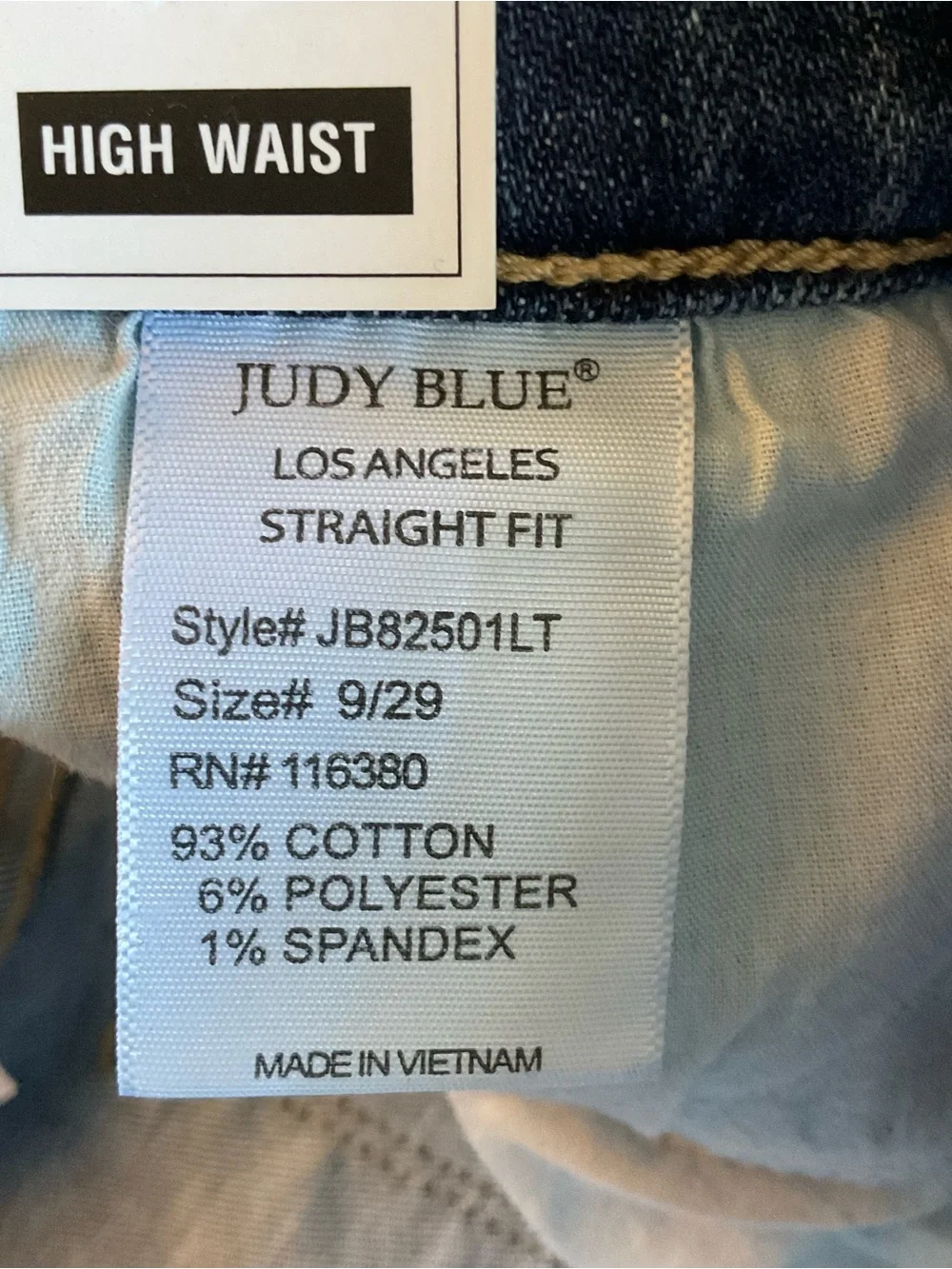 Judy Blue High Waist Light Wash Straight Denim Jeans 82501 Size 9 / 29 NWT